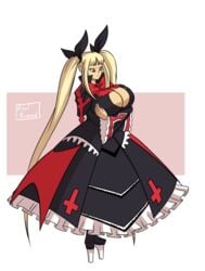 1girls alternate_breast_size arc_system_works axel-rosered blazblue breast_expansion breasts cleavage female female_only huge_breasts rachel_alucard solo solo_female soreavacado vampire