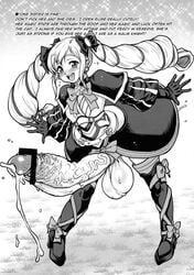 1futa balls big_penis clothed clothing cum cumming description drill_hair elise_(fire_emblem) english_text erection fire_emblem fire_emblem_fates futa_only futanari gigantic_penis huge_balls huge_cock huge_testicles human hyper_penis kuroarama_soukai large_penis long_hair looking_at_viewer monochrome mostly_clothed nintendo orgasm penis simple_background solo standing testicles text twintails veiny_penis