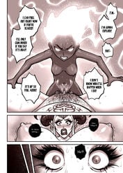 1futa 1girls age_difference anadenanthera_peregina_(fellatrix) areolae ass breasts comic completely_nude dark-skinned_futanari dark_skin demon demon_girl erection fellatrix female femsub futa_on_female futa_with_female futadom futanari giantess hairy_pussy huge_ass huge_breasts larger_female mature_female milf mini_giantess monochrome nell_(fellatrix) nipples no_nut_november nude nude_female nude_futanari penis pubic_hair rough_sex scared sex speech_bubble sweat text vaginal_penetration