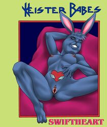 anthro blue_fur care_bear care_bears closed_eyes female furry lying medium_breasts nude pussy rabbit solo swift_heart_rabbit toonytease