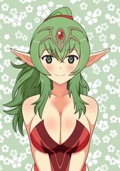 1girls bare_shoulders bare_thighs breasts busty cleavage collarbone female_only fire_emblem fire_emblem_awakening green_eyes green_hair large_breasts long_hair looking_at_viewer milf nintendo no_bra no_panties no_underwear orbiculare pointy_ears ponytail smile solo thighs tiki_(adult)_(fire_emblem) tiki_(fire_emblem)