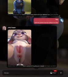 ai_generated anus ass cellphone english_text female furry furry_breasts furry_ears furry_female furry_only furry_tail gloves judy_hopps looking_at_viewer mole multiple_boys phone purple_eyes pussy rabbit rabbit_ears rabbit_girl rabbit_humanoid rabbit_tail standing tail thighhighs tongue uncensored zootopia