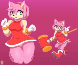 amy_rose artist_request boots bracelets dress gloves green_eyes hairband hammer hedgehog lowres panties pink_fur sega sonic_(series) sonic_the_hedgehog_(series)