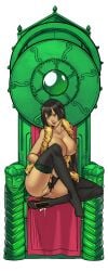 black_hair black_thighhighs blue_eyes boa_hancock breasts cg chair dildo female female_masturbation female_pubic_hair full_body garter_belt hentai_heroes jewelry kinkoid lace lace-trimmed_legwear lace_trim large_breasts long_hair looking_at_viewer masturbation nipples object_insertion official_art panties parody pubic_hair pussy pussy_juice sex_toy short_hair shtupra_(hentai_heroes) sitting smile solo sweat thighhighs throne uncensored underwear