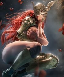 1girls big_ass big_breasts covered_nipples elden_ring female female_only fromsoftware jokar malenia_blade_of_miquella red_hair thick_thighs