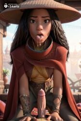 1boy 1boy1girl 1girls after_fellatio ai_generated artist_name black_hair blurry blurry_background breasts brown_eyes cape cum cum_in_mouth cum_on_tongue disney erection facial female hat hi_res lips long_hair looking_at_viewer male open_mouth pants penis pov r34arts raya_(ratld) raya_and_the_last_dragon red_cape saliva solo_focus straight tongue tongue_out uncensored veins veiny_penis