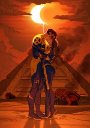 blood brown_hair couple cyclops_(x-men) kissing kitty_pryde marvel nastacicnsfw pyramid scott_summers x-men