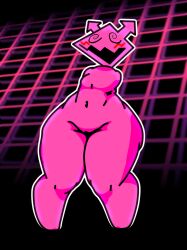 1girls 2025 blush completely_nude completely_nude_female female female female_only flat_chest flat_chested mochfun2 naked naked_female pink_body pussy simple_background swirly_eyes tagme thick_thighs virovirokun