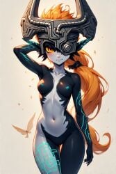 1girls ai ai_generated armpit breasts butterfly female female_focus female_only hand_behind_head imp imp_midna long_hair looking_at_viewer mask midna multicolored_body naked_female navel nintendo nipples nude nude_female one_eye_covered orange_eyes orange_hair pointy_ears ponytail quinzo11 self_upload standing standing_female the_legend_of_zelda the_legend_of_zelda:_twilight_princess turquoise_nipples twili twilight_princess white_background