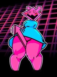 1girls 2025 arrow blue_skirt blue_topwear blush female female female_only flat_chest flat_chested girl mochfun2 pink_body simple_background skirt swirly_eyes tagme thick_thighs throb throbbing throbbing_arrow topwear topwear_only upskirt upskirt_view virovirokun