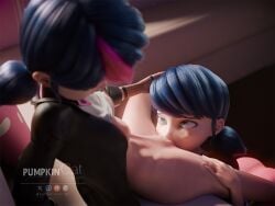 3d blender blender_(artwork) blender_(software) blender_cycles censored commission disney duo duo_female eating eating_pussy lesbian_couple licking licking_pussy marinette_cheng marinette_dupain-cheng pumpkincat spread_legs spreading young young_female yuri