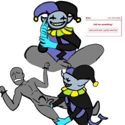 anal_fingering anal_insertion anonymous_male deltarune fingers gloves inaccurate_size jevil_(deltarune) jxci prostate_exam prostate_massage self_upload strawpage_request what
