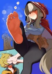boots_removed feet_on_face feet_up fire_emblem_fates rindo_kanade smelly_feet sniffing_feet spaghetto087 the_world_ends_with_you unhappy_female velouria_(fire_emblem)