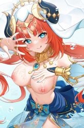 areolae breasts eyes female genshin_impact girl hair lips nilou_(genshin_impact) nipples