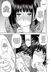 asian big_breasts blowjob cheating cheating_husband eye_contact fringe huge_breasts isekai_affair licking_penis manga medium_hair netorare oral pov red_lipstick see-through see-through_penis tongue_out under_the_table