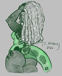 1x1x1x1 1x1x1x1_(forsaken) ass_focus big_ass breasts_out female_focus forsaken_(roblox) long_hair non-human roblox_game tail toastafterdark translucent_body visible_pussy white_hair