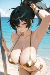 1girls ai_generated beach bikini female female_focus female_only hoyoverse light-skinned_female light_skin mihoyo mihoyo_technology_(shanghai)_co._ltd. new_eridu_public_security solo solo_female solo_focus zenless_zone_zero zhu_yuan