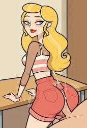 afterimage ai_generated anastasia_(disventure_camp) bend big_penis buttjob buttjob_over_clothes clothed_buttjob clothed_sex covered_buttjob cum_geyser cum_on_ass cum_on_body cum_on_clothes cum_on_clothing cum_on_lower_body cumshot disventure_camp:_carnival_of_chaos ejaculation forward, full_body hands hands_against_wall high-angle_view hotdogging large_ass large_breasts lean legs, looking_back motion_lines multiple_cumshots nude_male odd_nation_cartoons on over, speed_lines table taller_female twerking twerking_on_dick veiny_penis