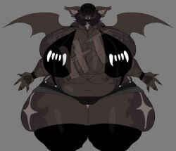 1girls anthro armwear ass ass_bigger_than_head bat bat_girl bat_wings big_ass big_breasts big_butt breasts breasts_bigger_than_head chiropteran clothing curvaceous curvy curvy_figure female female_only fishnet_armwear fishnet_topwear furry grey_background hair_over_eyes hat heavensthroat huge_ass huge_breasts hyper_ass hyper_breasts mostly_clothed shorts solo solo_female thick_thighs voluptuous voluptuous_female wide_hips wings