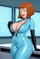 ai_generated big_ass big_breasts big_butt cartoon cartoon_character cartoon_milf cartoon_mom cleavage danny_phantom gloves jumpsuit madeline_fenton mature_female mature_woman milf mommy mother robotkesh seductive solo solo_female teasing thick_thighs wide_hips
