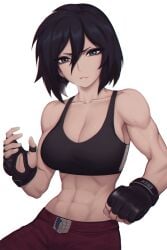 1girls 2020s 2021 abs anime asian asian_female athletic athletic_female attack_on_titan big_breasts black_hair black_hair_female breasts female female_fighter female_focus female_only fighting fingerless_gloves fit fit_female gloves light-skinned_female light_skin liyart manga mikasa_ackerman muscular muscular_female shingeki_no_kyojin solo solo_female solo_focus tank_top toned toned_female