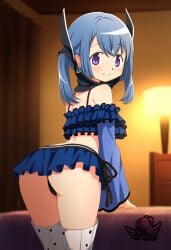 1girls 2024 ai_generated ass bed bedroom blue_hair bubble_ass bubble_butt curvaceous curvy curvy_body curvy_female curvy_figure house human human_only indoors kasane_ao light-skinned_female light_skin madoka_worship magia_record:_mahou_shoujo_madoka_magica_gaiden magical_girl mahou_shoujo_madoka_magica puella_magi_madoka_magica purple_eyes solo solo_female solo_focus twintails white_skin white_skinned_female
