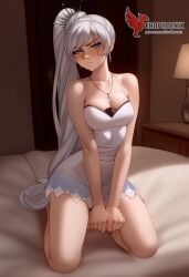 1girls 2d ai_generated ass big_ass blue_eyes breasts erophoenix female female_focus full_body looking_at_viewer patreon_username rwby scar small_breasts solo solo_female thick thick_thighs uncensored weiss_schnee white_hair