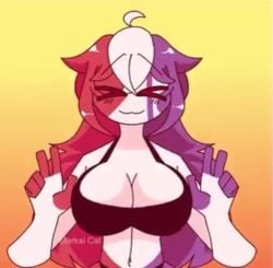 >w< .. 1girls animated big_breasts bouncing_breasts breasts countryhumans countryhumans_girl countryhumans_oc female fevie_(markai_cat) implied_sex markai_cat oc original peace_sign small_image sound three_tone_hair trans_woman transfem video