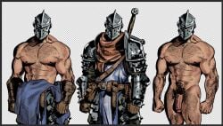 1boy 2025 armor bara body_hair cel_shading character_sheet clothes clothing clothing_aside crusader crusader_(darkest_dungeon) darkest_dungeon flaccid_penis francishsie fully_clothed gauntlets gay gloves male_only masked muscles muscular muscular_male nude nude_male pauldrons penis renpy scarf shirtless six_pack solo solo_male sprite standing tabard unclothed unseen_male_face