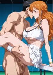ai_generated big_ass big_breasts busty curvy curvy_body curvy_female curvy_figure huge_breasts monkey_d_luffy muscular nami_(one_piece) one_piece orange_hair sex thick_thighs vaginal_penetration
