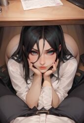 1girls ai_generated big_breasts black_hair cute female long_hair office_clothing office_lady onna_exe sadako_yamamura sexy