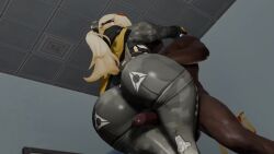 1boy 1girls ass big_ass big_breasts blonde_hair breasts dark-skinned_male dark_skin dubushine34 female huge_ass light-skinned_female light_skin male no_sound tagme thick_thighs thigh_sex thighs trigger_(zenless_zone_zero) video zenless_zone_zero