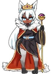 1boy berwyn_(coc2) bulge cape chaiko_(artist) corruption_of_champions corruption_of_champions_ii crown femboy long_hair male male_only monster_boy scepter solo solo_male tail wolf_boy wolf_ears wolf_tail