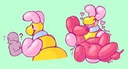 ambiguous_gender animate_inanimate anthro arms_tied balloon beady_eyes belly big_belly big_ears bitchsuit blush bondage bondage bondage_gear bound buddy_(vexedcalyx) canid canine cheek_spots chicken-wing_tied collar colored digital_drawing_(artwork) digital_media_(artwork) duo faceless_character featureless_feet featureless_hands feet frogtied glistening glistening_body human inflatable legs_tied male mammal multicolored_body nude onomatopoeia open_mouth overweight overweight_anthro overweight_male segmented_arms segmented_body segmented_legs segmented_tail simple_background simple_face smile sound_effects tail text vexedcalyx yellow_body