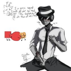 1boy artist_name balls chance_(forsaken) colored_sketch cursed_image diantha_tha_dog fedora forsaken_(roblox) grey_skin headphones male male_only masturbation pants penis penis_out roblox roblox_game robloxian shirt sketch sunglasses tagme tie