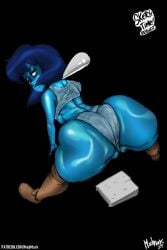 2d 2d_(artwork) annoyed_expression baseball_bat big_ass big_butt big_thighs black_and_white focus_on_ass lapis_lazuli_(steven_universe) madmark monochrome no_text open_legs short_hair shorts showing_ass steven_universe thick_thighs ziksuacolor