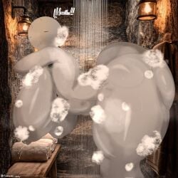 1girls bathroom bathtub female female_focus female_only fuxkoxide monochrome realistic_textures tagme