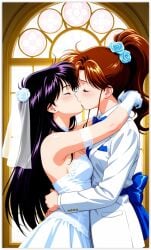 2girls ai_generated girl_on_girl lesbian_couple lesbian_domination lesbian_focus lesbian_kiss makoto_kino rei_hino sailor_jupiter sailor_mars wedding_dress yuri yuri yuri