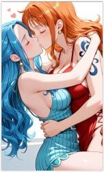 2girls ai_generated girlfriends lesbian_couple lesbian_domination lesbian_focus lesbian_kiss lesbian_sex lovers nami_(one_piece) nefertari_vivi one_piece yuri yuri yuri