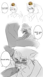 007n7 007n7_(forsaken) amberlance.frskn anonymous_character anonymous_male cat_ears cat_tail catboy cum cum_in_mouth forsaken_(roblox)