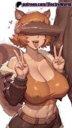 1boy 1girls 2025 ai_generated animal_ears artist_name belt breasts breasts breasts bust chest cleavage covered_nipples dog_tail double_v electroworld erection fellatio_gesture female fox_tail heart hi_res high_quality high_resolution highres huge_boobs huge_breasts marvel marvel_rivals massive_boobs massive_breasts motion_lines patreon patreon_username squirrel_girl_(marvel) squirrel_girl_(marvel_rivals) squirrel_tail stable_diffusion straight tail tail_wagging testicles tongue tongue_out trembling uncensored v w watermark