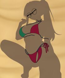 beach bikini chilo_chan chilo_sports dressed_shadow_(meme) glasses mexican_female nude shadow