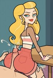 afterimage ai_generated anastasia_(disventure_camp) bend big_penis buttjob buttjob_over_clothes clothed_buttjob clothed_sex covered_buttjob cum_geyser cum_on_ass cum_on_body cum_on_clothes cum_on_clothing cum_on_lower_body cumshot disventure_camp:_carnival_of_chaos ejaculation forward, full_body hands hands_against_wall high-angle_view hotdogging large_ass large_breasts lean legs, looking_back motion_lines multiple_cumshots nude_male odd_nation_cartoons on over, speed_lines table taller_female twerking twerking_on_dick veiny_penis