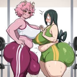 1futa 1girls ai_assisted ai_generated big_ass big_breasts bulge female futa_on_female futanari gym huge_ass huge_balls huge_breasts huge_cock intersex kalagod massive_ass massive_breasts mina_ashido my_hero_academia tagme thick_thighs tsuyu_asui wide_hips