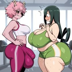 1futa 1girls ai_assisted ai_generated big_ass big_breasts bulge female futa_on_female futanari gym huge_ass huge_balls huge_breasts huge_cock intersex kalagod massive_ass massive_breasts mina_ashido my_hero_academia tagme thick_thighs tsuyu_asui wide_hips