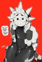 1boy 2025 blush blush blush_lines blushing_at_viewer bulge bulge_through_clothing bulge_under_clothes clothed clothing dialogue english_text epic_games erect_penis erection erection_under_clothes erection_under_clothing fortnite fortnite:_battle_royale fully_clothed looking_at_another looking_at_viewer male male_only neato_05 red_background simple_background sitting sitting_down smile smiling smiling_at_viewer solo solo_male sunspot_(fortnite) sweat sweatdrop sweating talking talking_to_another talking_to_viewer text