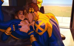 1boy 1girls anal_fingering anus ass brown_hair couple cunnilingus cyclops_(x-men) fingering_ass kitty_pryde marvel nastacicnsfw scott_summers x-men
