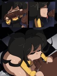 aged_up big_ass big_butt black_penis blowjob cassidy_(fnaf) dat_ass deepthroat deepthroat_no_hands fat_ass fellatio five_nights_at_freddy's fnaf la_sandia oral saliva sloppy_blowjob