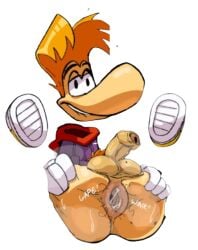 1boy anus artist_request big_ass big_nose biting_lip gay gay_sex huge_ass orange_hair rayman rayman_(series) rayman_origins spread_anus spread_legs spreading wet wet_skin