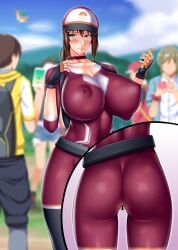 1girls areolae ass ass_focus ass_visible_through_thighs back_view backpack bag belt belt_buckle big_ass big_breasts blush body_paint bodypaint breasts brown_hair completely_nude completely_nude_female exhibitionism false_clothes female female_focus female_protagonist_(pokemon_go) gloves green_eyes handwear hat horny horny_female large_breasts looking_at_viewer navel nintendo nipples nude nude_female outdoors painted_clothes pokemon pokemon_go ponytail public public_exposure public_nudity pussy pussy_juice smartphone smile standing sweat text thick_thighs thighs wet